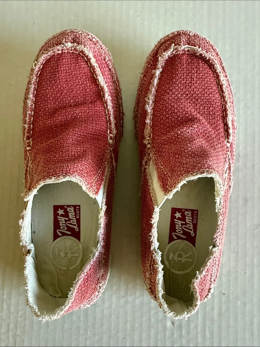 Tony Lama Lipstick Pink Canvas Slip On Shoes